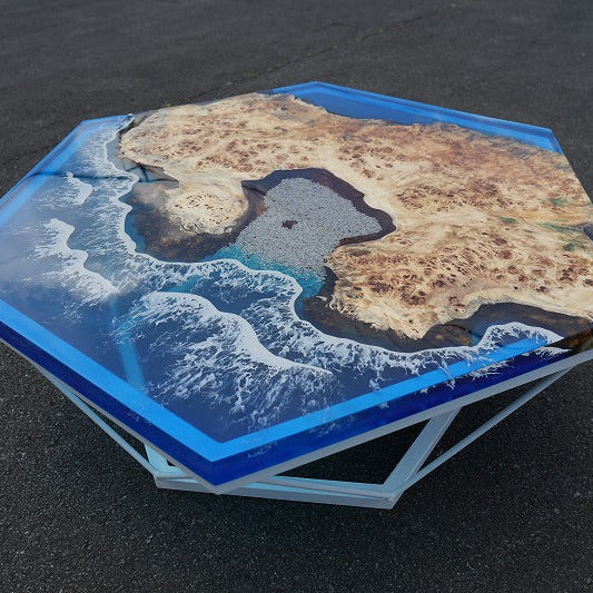 ポプラ六角形Oceanレジンテーブル